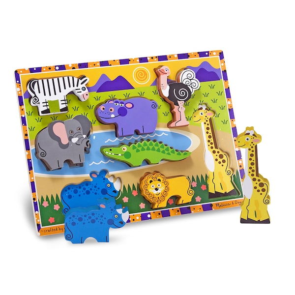 Melissa & Doug Safari Chunky Puzzle, 9in x 12in, 8 Pieces 3722 - main